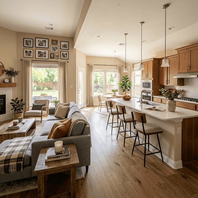 Warm and inviting Texas home interior with family touches