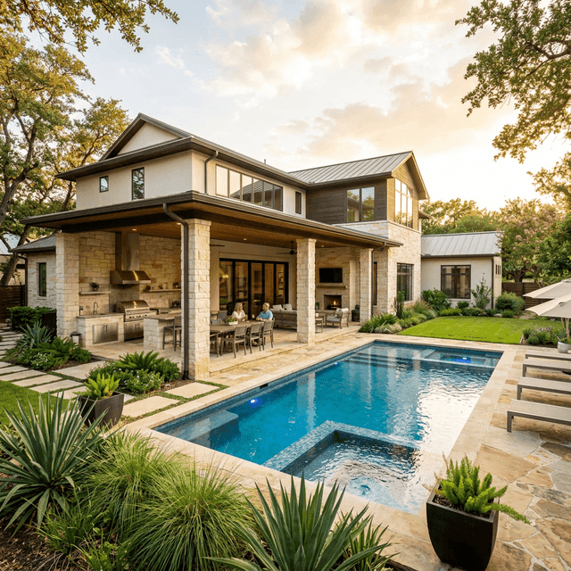 Texas home with pool and outdoor space funded by equity