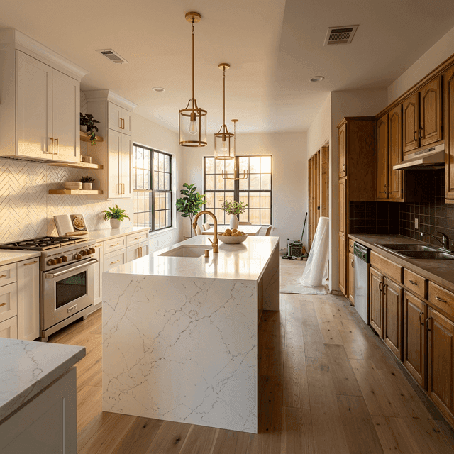 Beautiful Texas home kitchen renovation with modern finishes and new countertops
