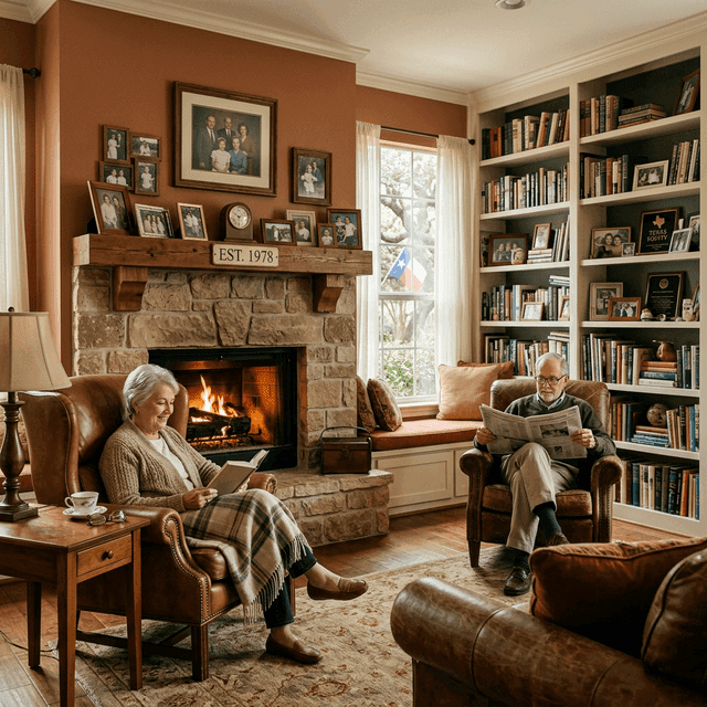 Cozy senior living room representing decades of home equity