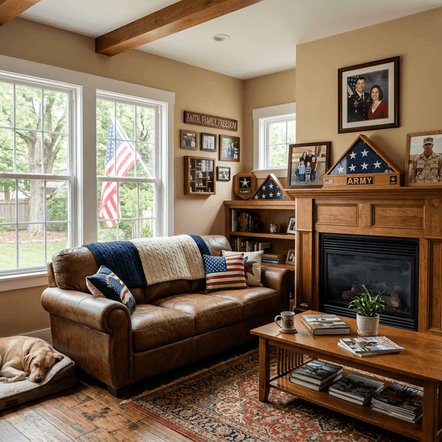 Veteran family home with patriotic decor