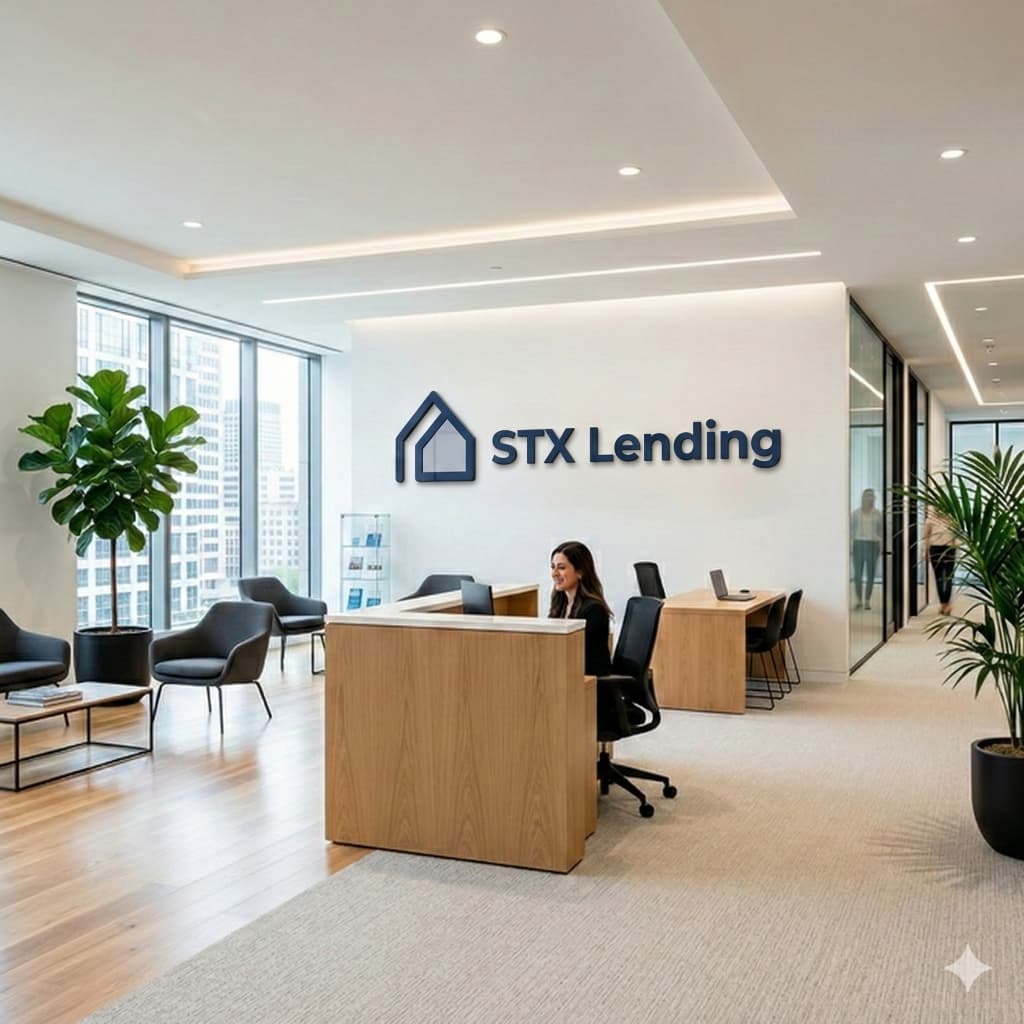 Modern, welcoming STX Lending office lobby in San Antonio